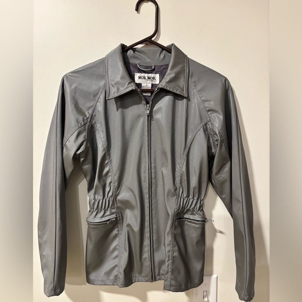 Grey Zip Nok Nok Biker Jacket